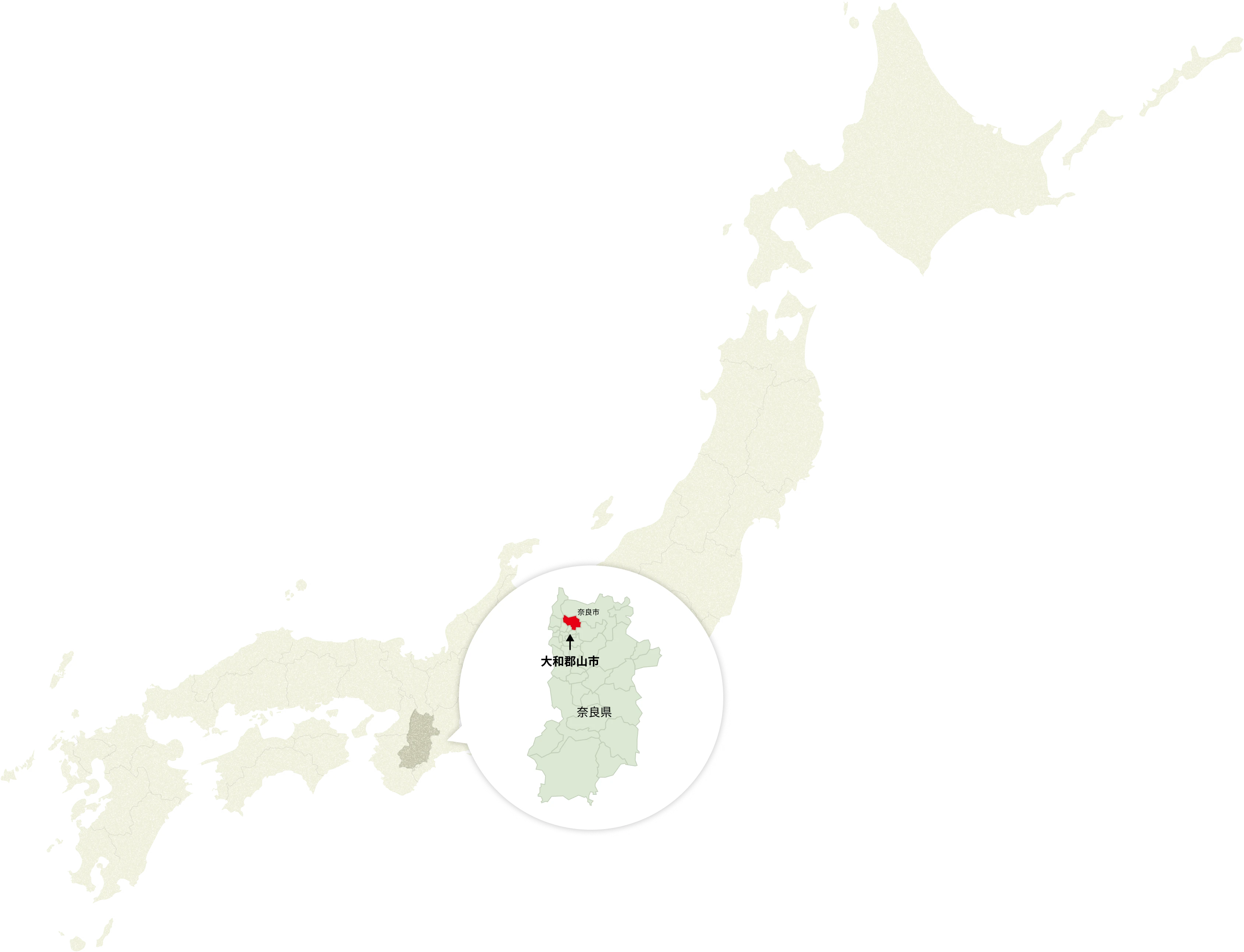 大和郡山市の位置が記されている日本地図